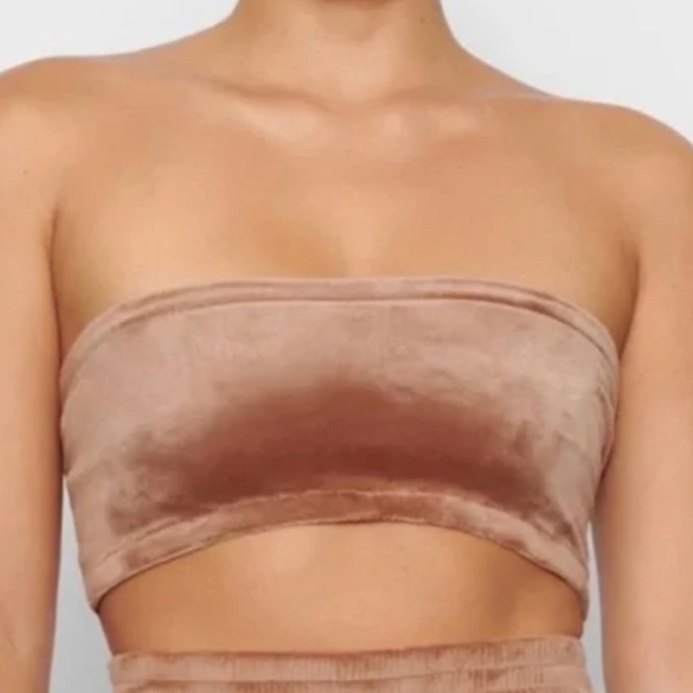 SKIMS, velour strapless bandeau bra, sienna